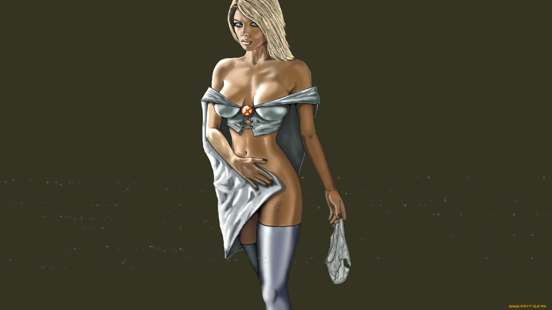 рисованное, комиксы, девушка, плащ, взгляд, фон