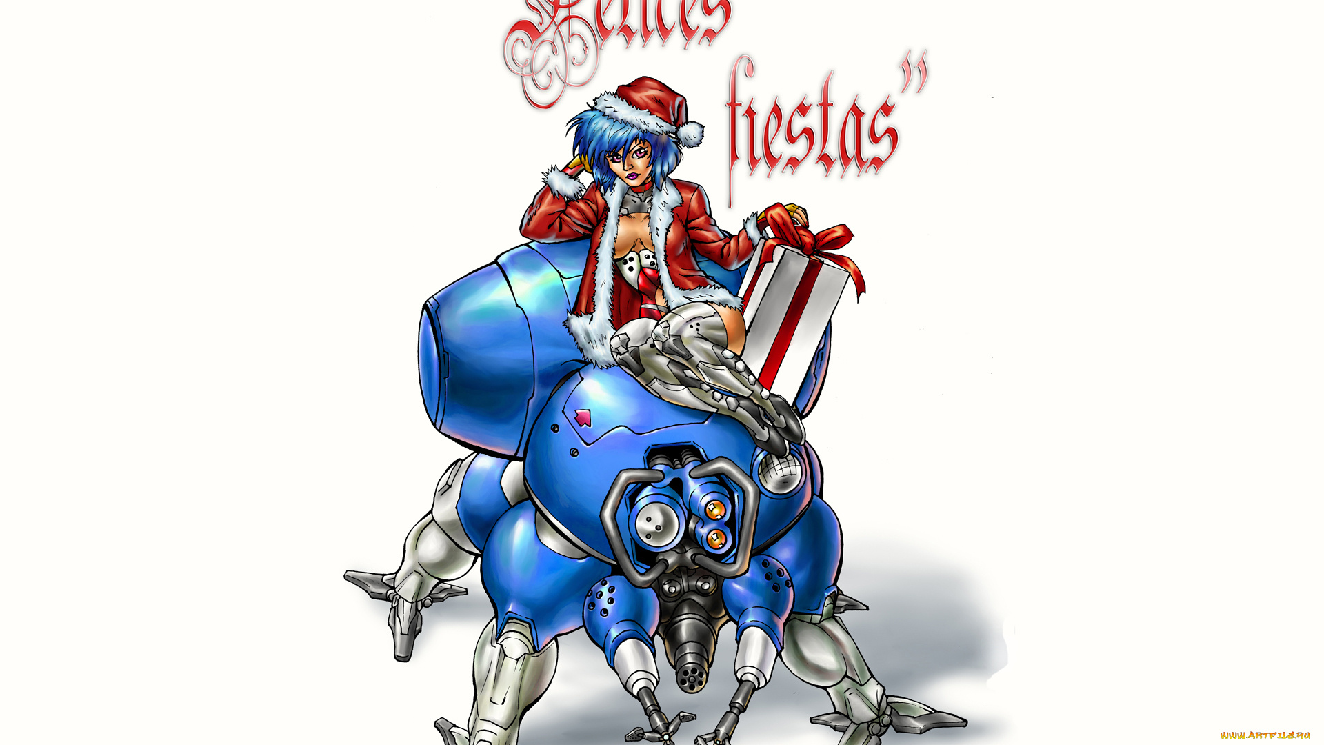 рисованное, комиксы, подарок, фон, робот, девушка