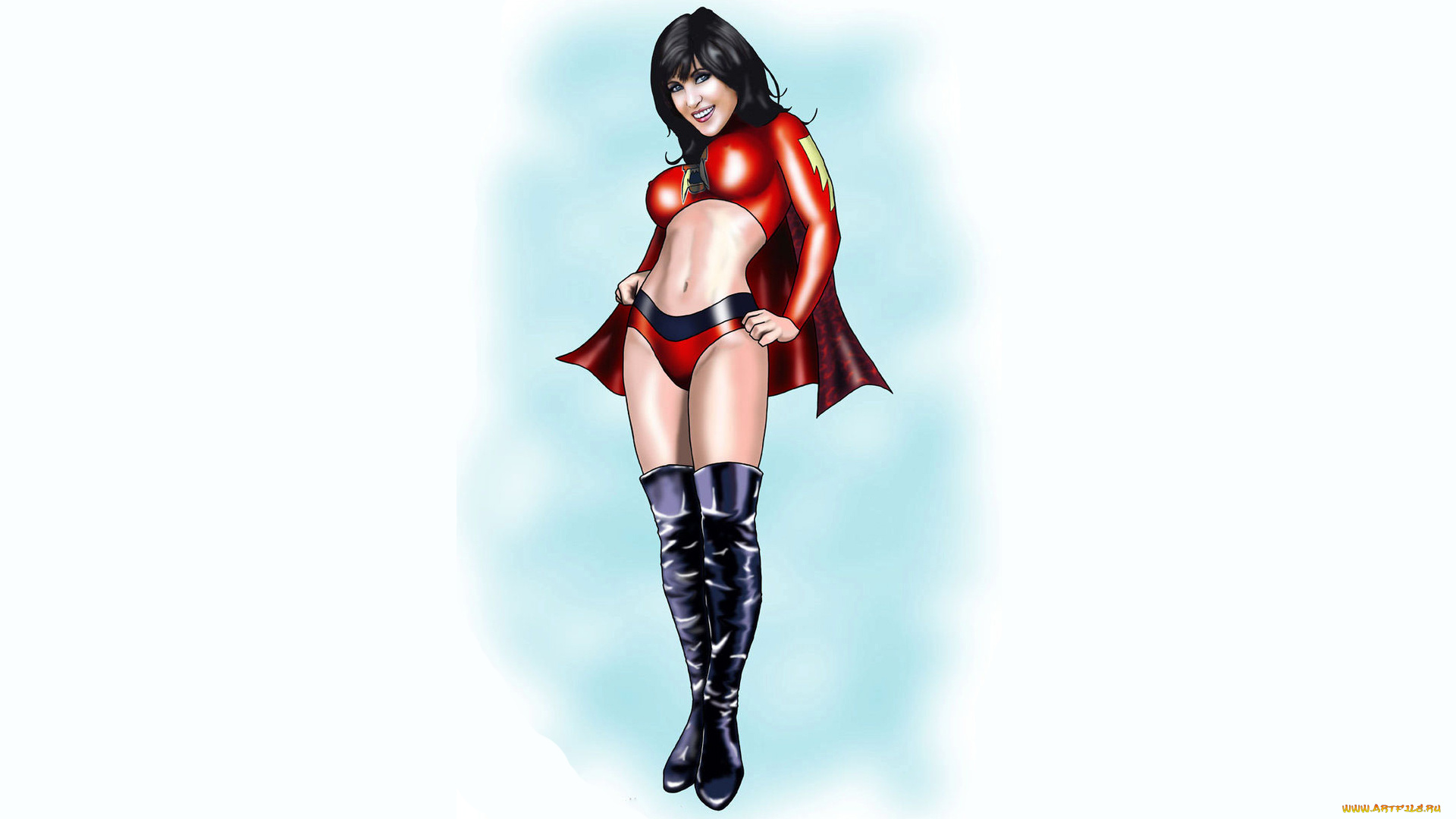 рисованное, комиксы, улыбка, взгляд, девушка, фон, униформа