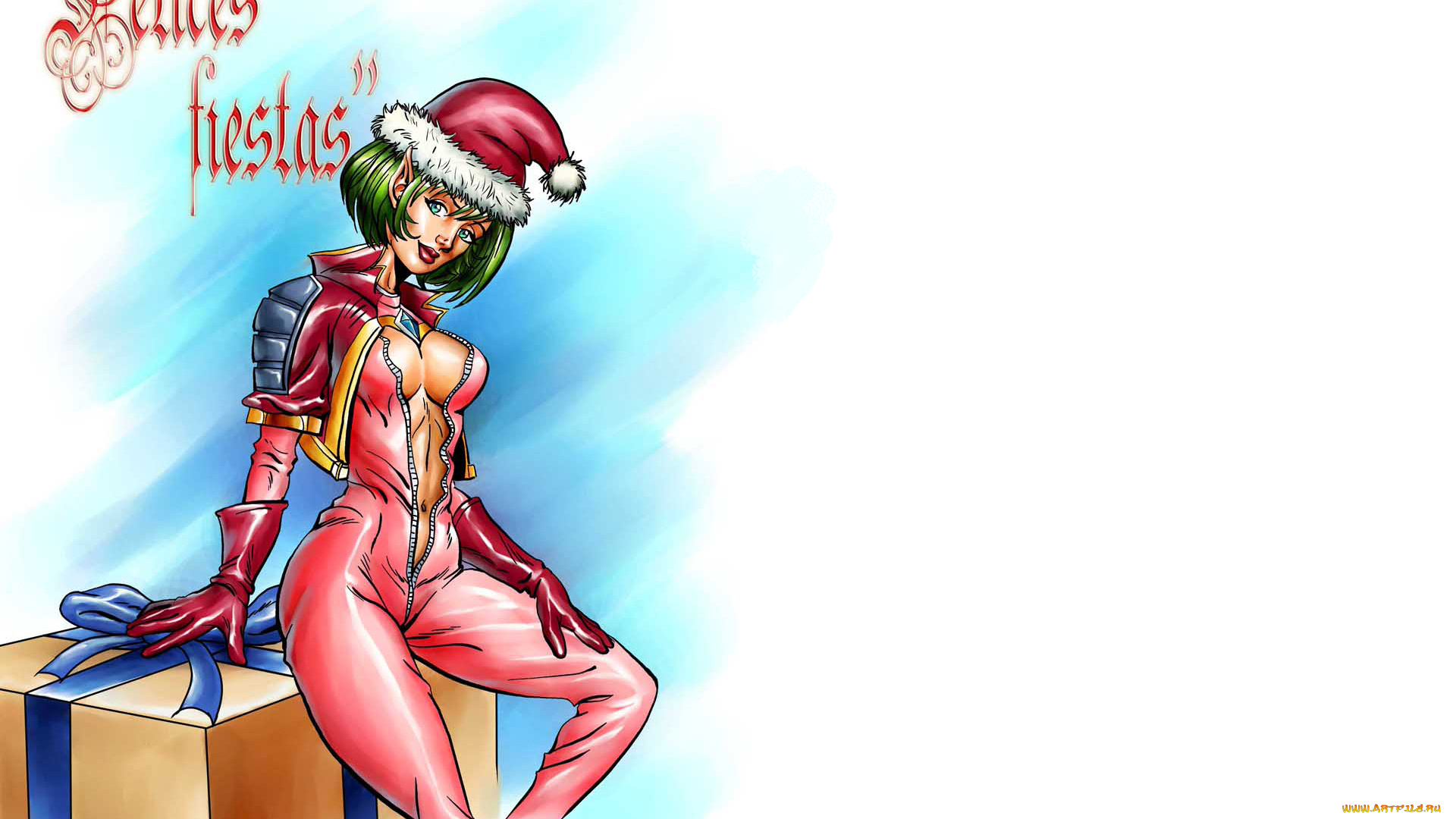 рисованное, праздники, коробка, девушка, праздник, взгляд, фон