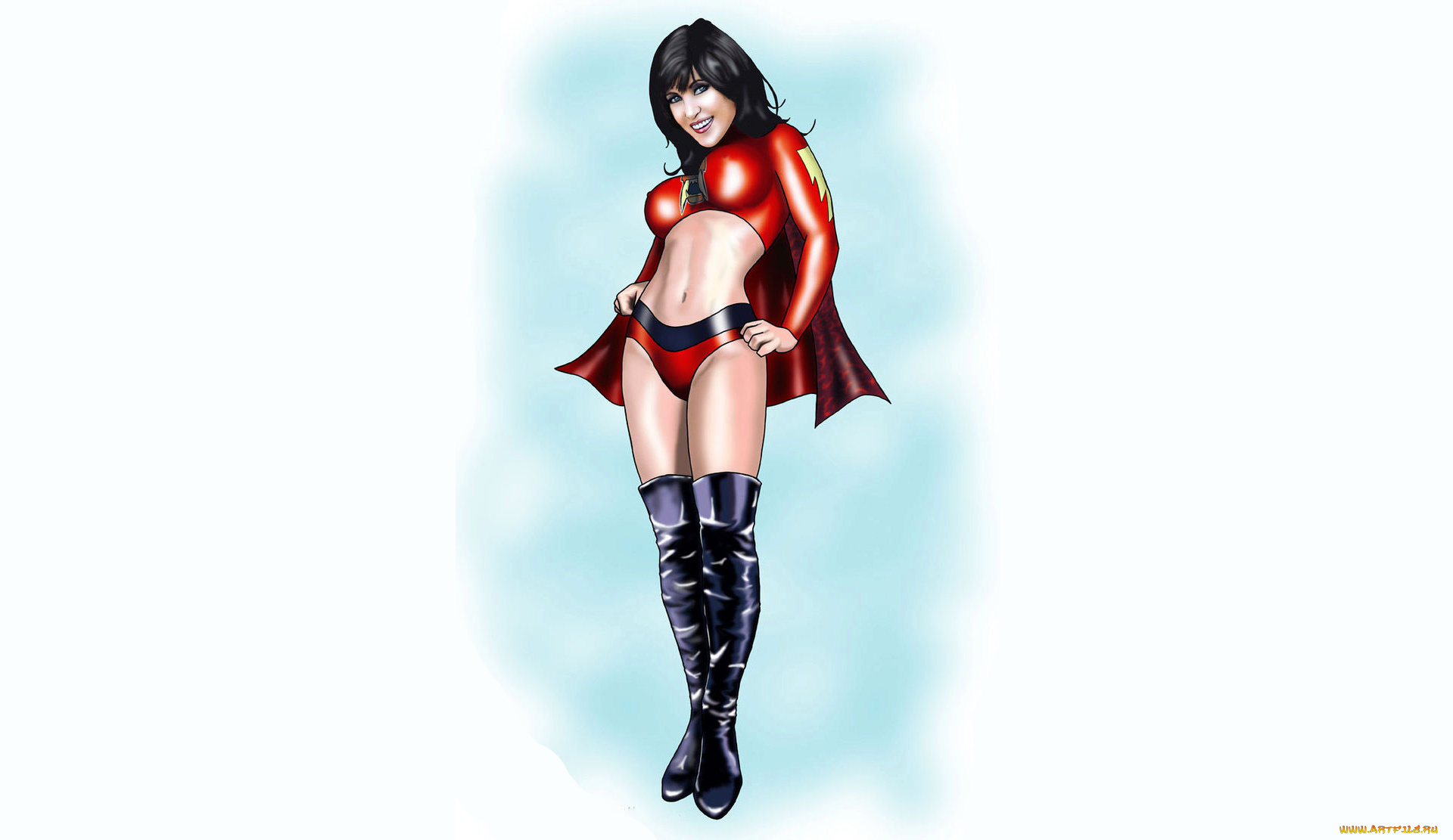 рисованное, комиксы, улыбка, взгляд, девушка, фон, униформа