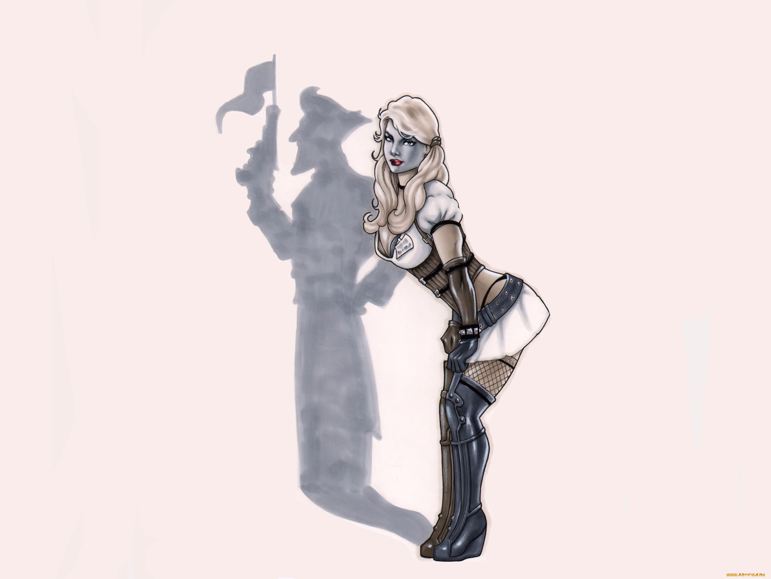 рисованное, комиксы, фон, девушка, тень, взгляд