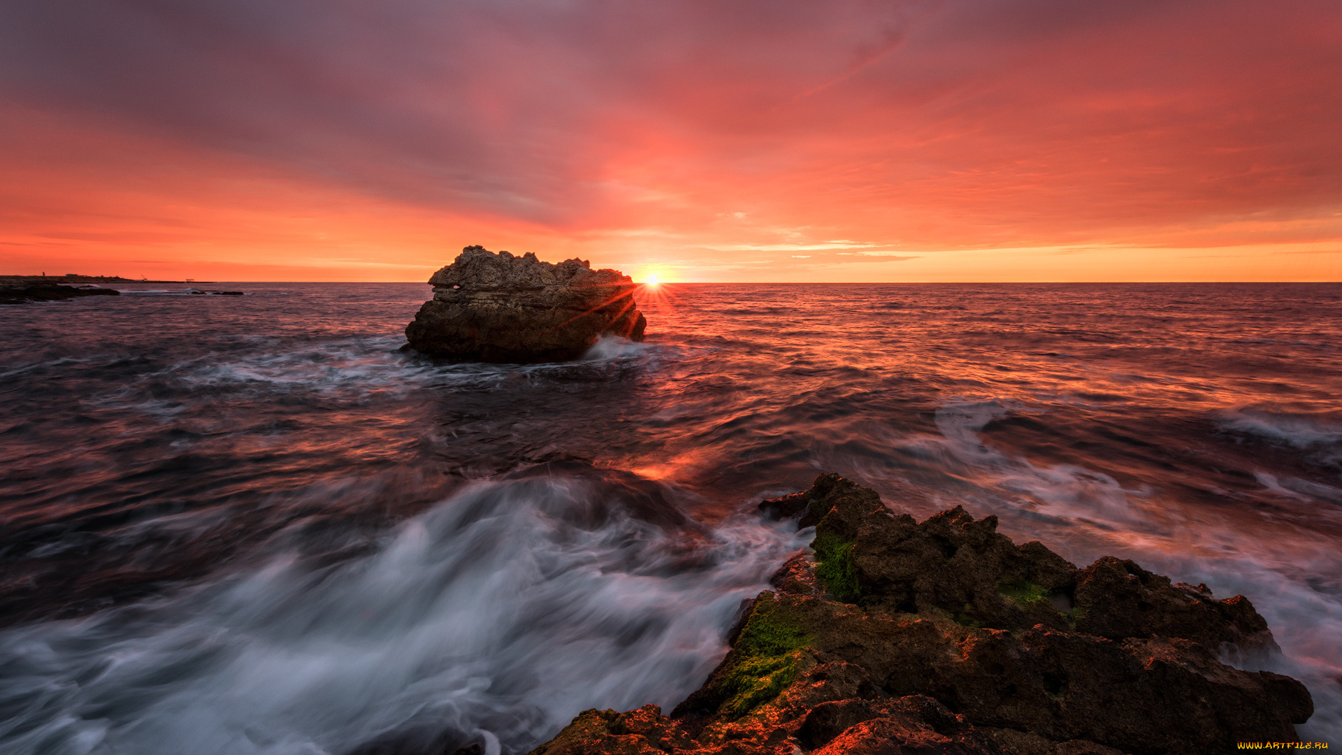 природа, восходы, закаты, svilen, simeonov, камни, небо, волны, море, восход, солнца