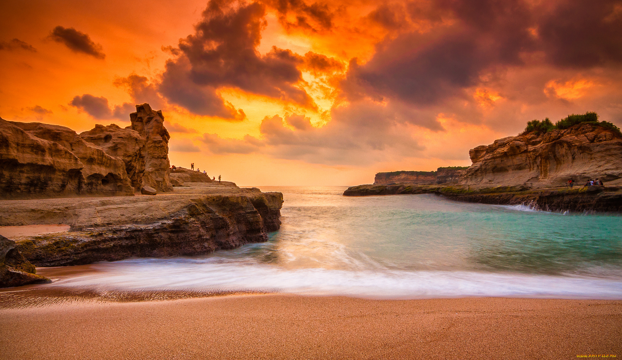 природа, побережье, пляж, камни