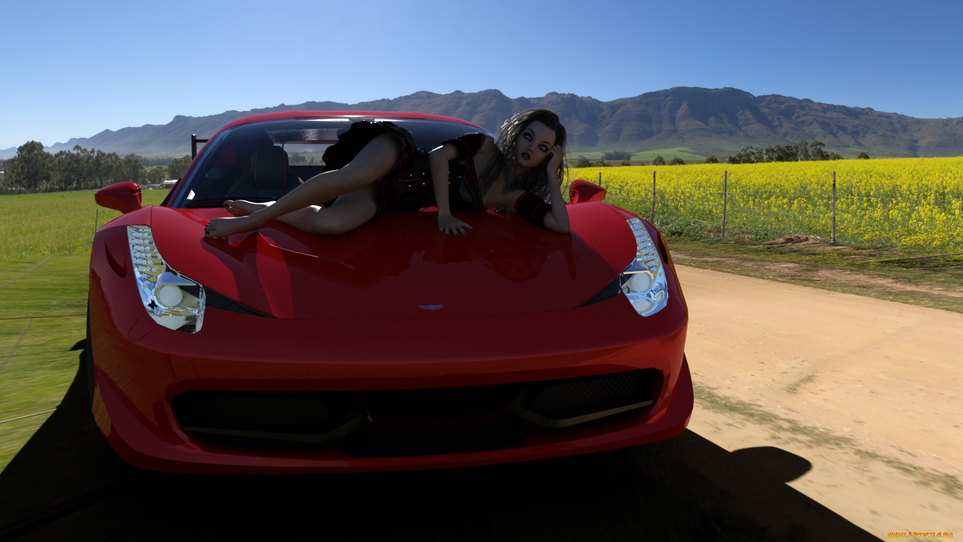 3д, графика, люди-авто, мото, , people-, car, , , moto, автомобиль, фон, взгляд, девушка