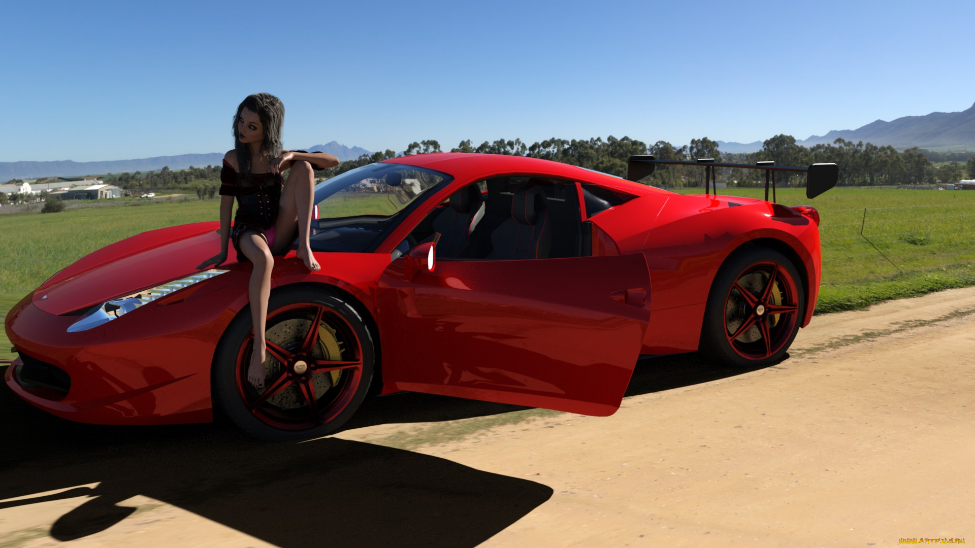 3д, графика, люди-авто, мото, , people-, car, , , moto, взгляд, девушка, фон, автомобиль