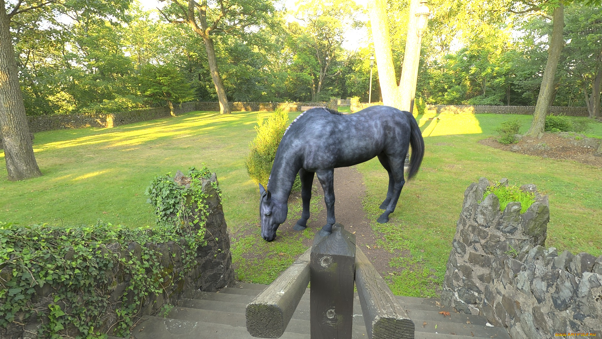 3д, графика, животные, , animals, фон, лошадь