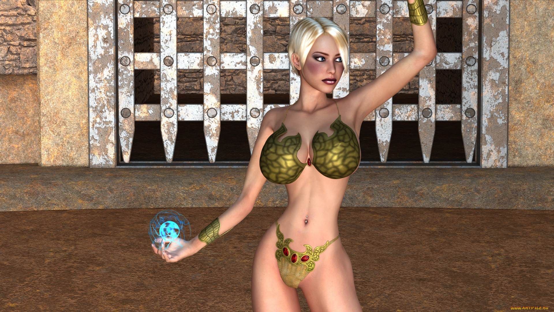 3д, графика, фантазия, , fantasy, девушка, фон, купальник, магия