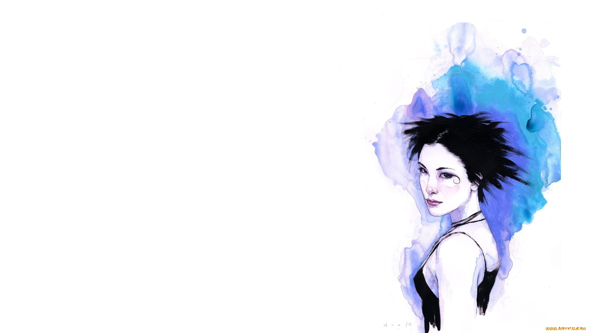 рисованное, люди, девушка, брюнетка