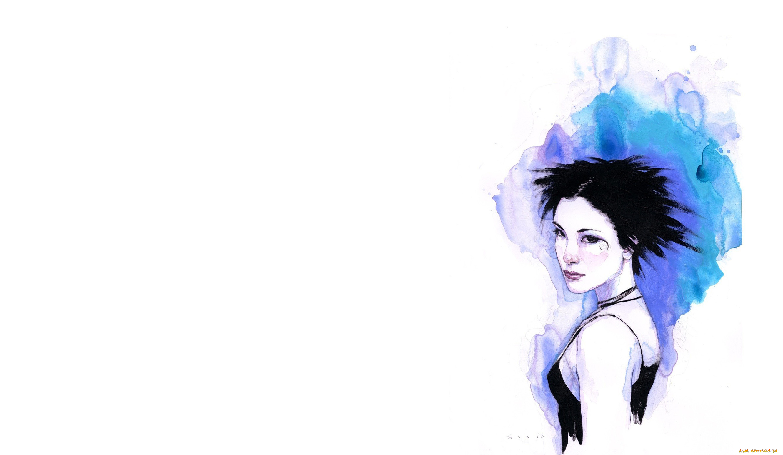 рисованное, люди, девушка, брюнетка