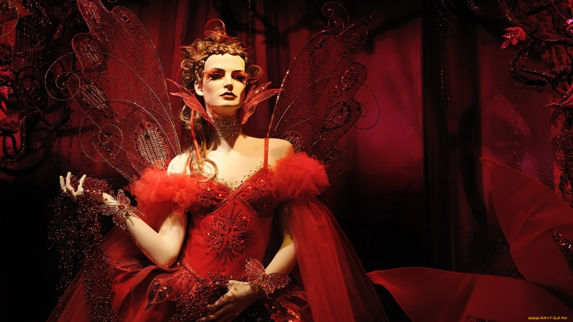 девушки, -, креатив, , косплей, блондинка, платье, украшения