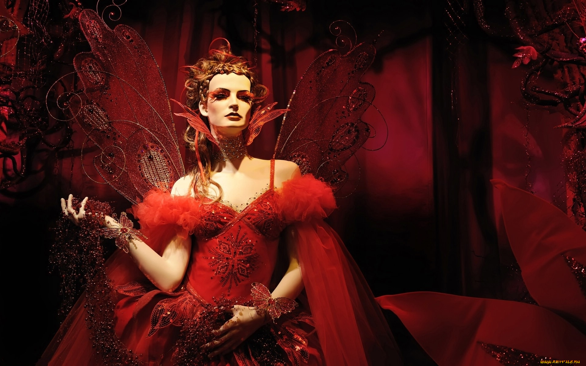 девушки, -, креатив, , косплей, блондинка, платье, украшения