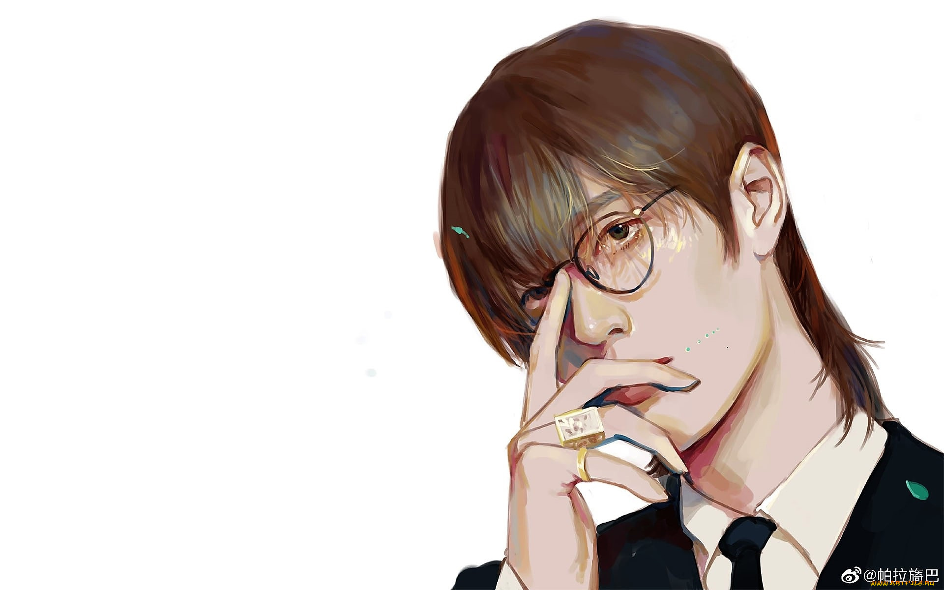 рисованное, люди, ван, ибо, лицо, очки, рука, кольца