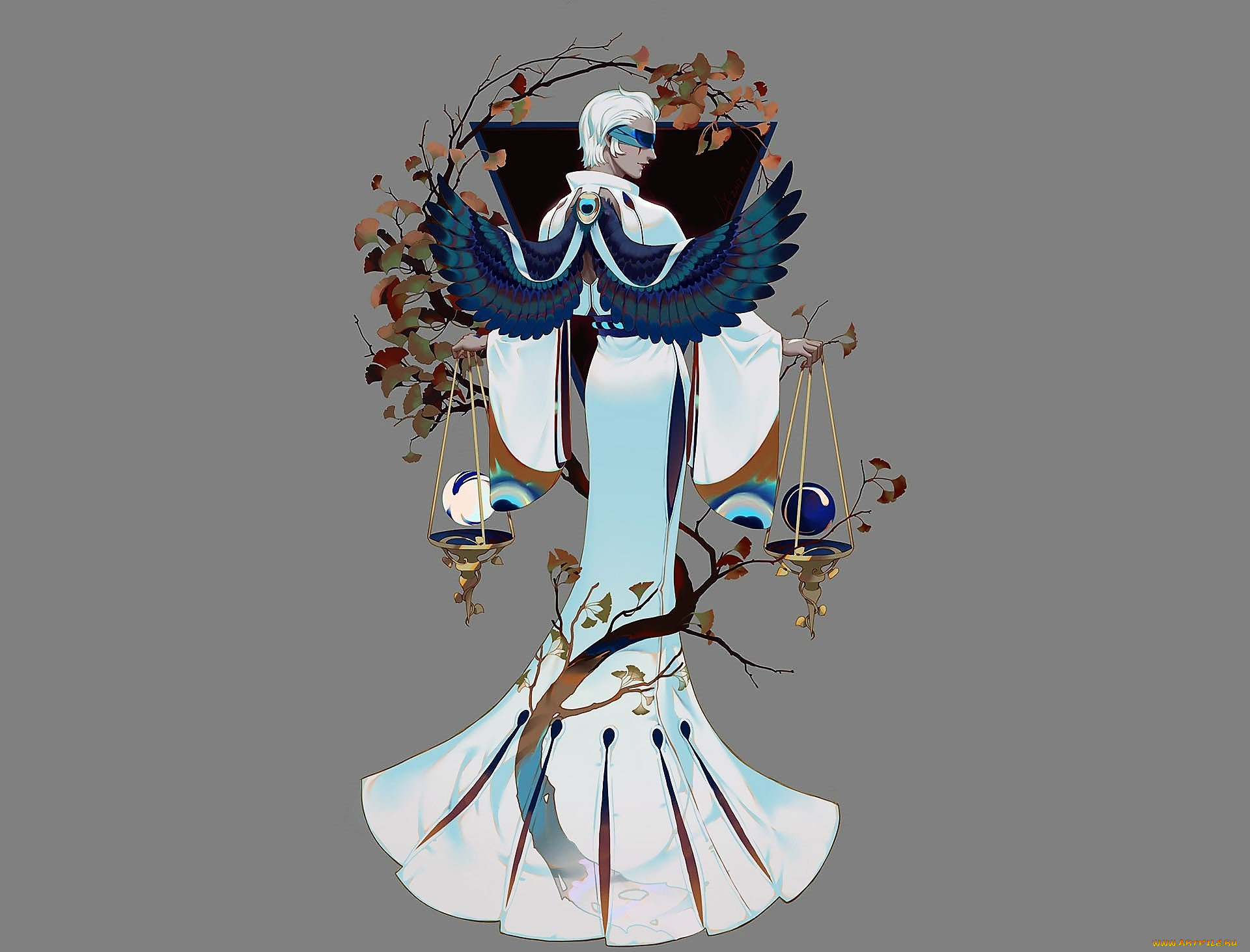 фэнтези, маги, , волшебники, весы, парень, повязка, ветка