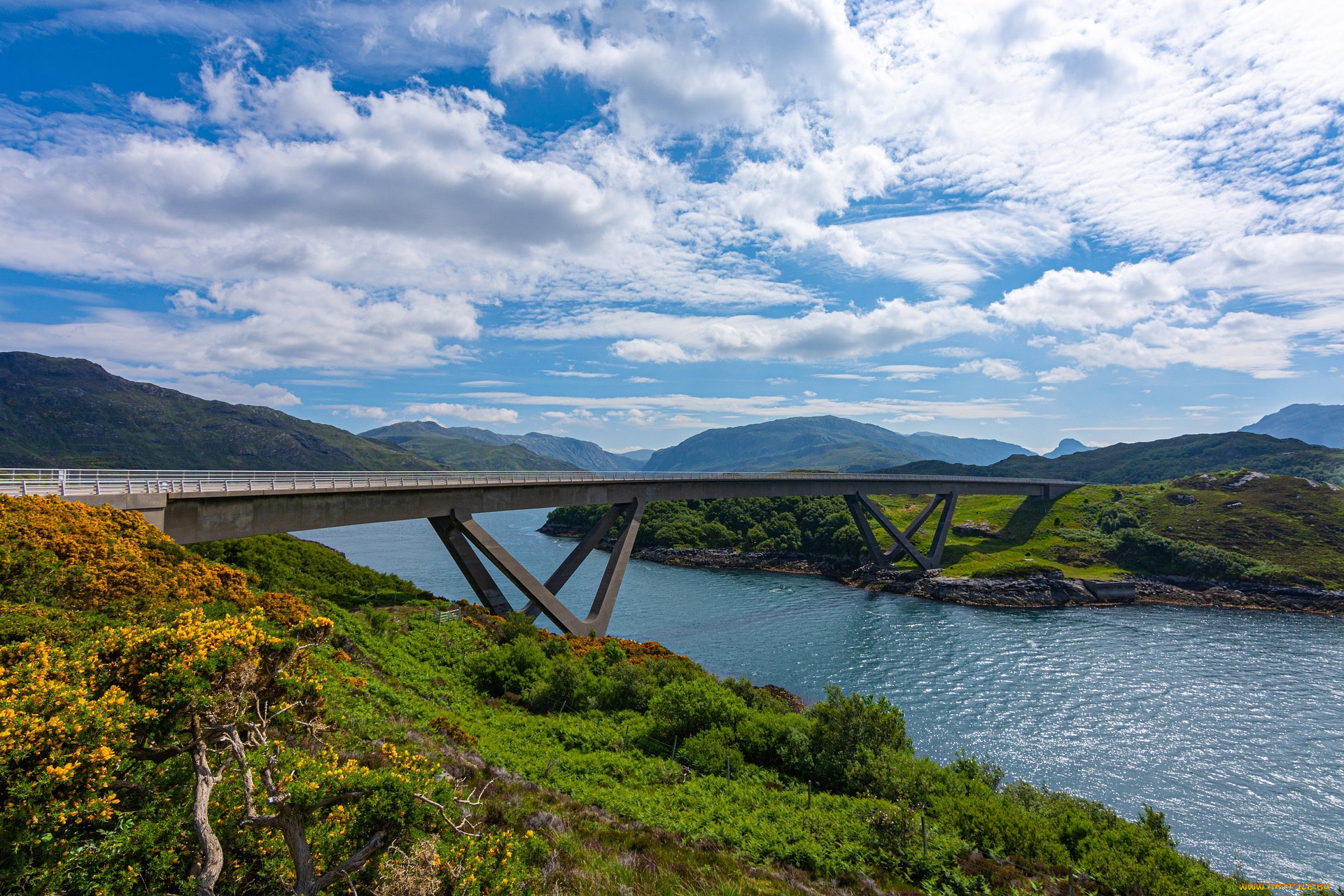 kylesku, bridge, scotland, города, -, мосты, kylesku, bridge