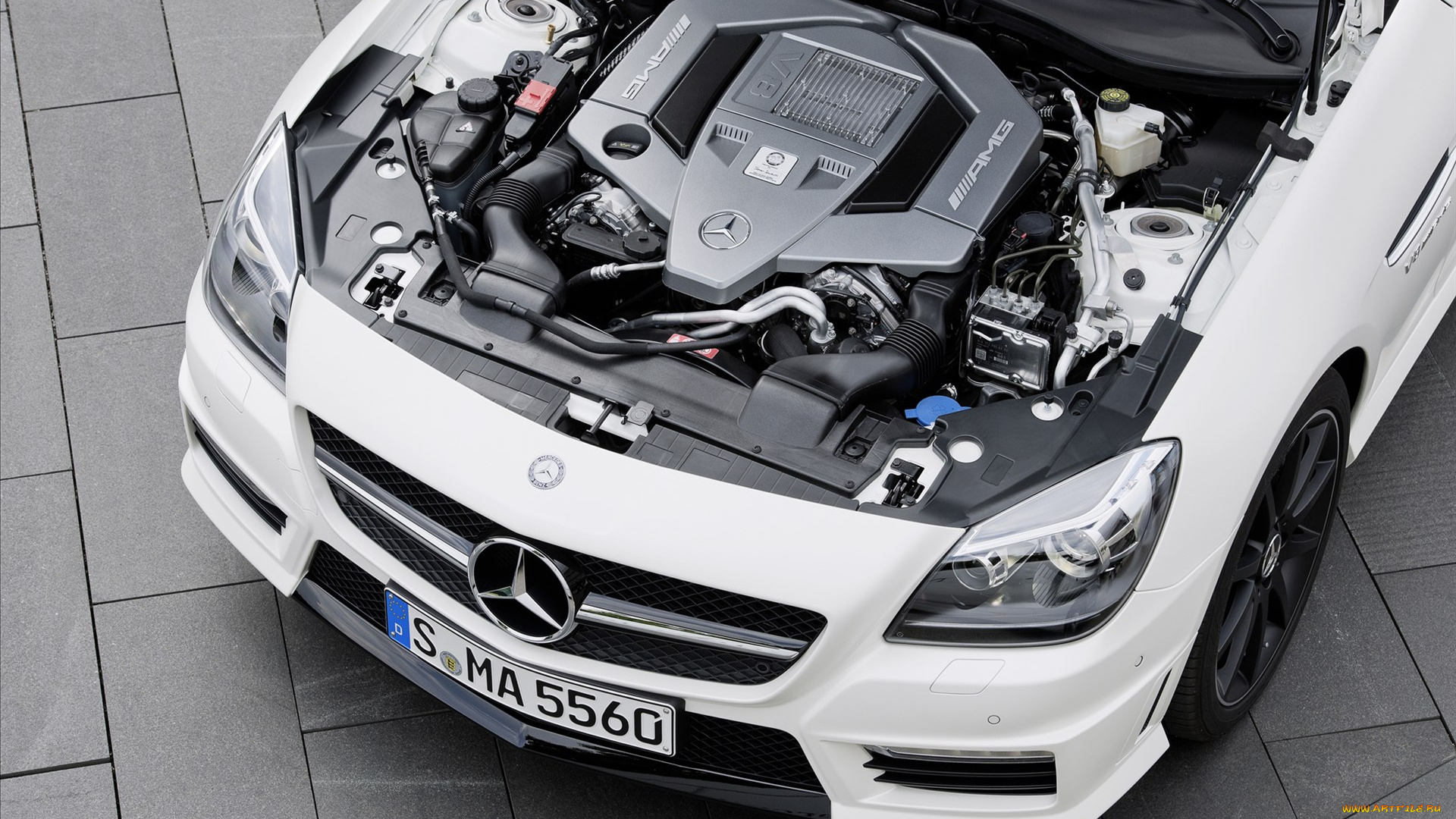 mercedes, benz, slk55, amg, 2012, автомобили, двигатели