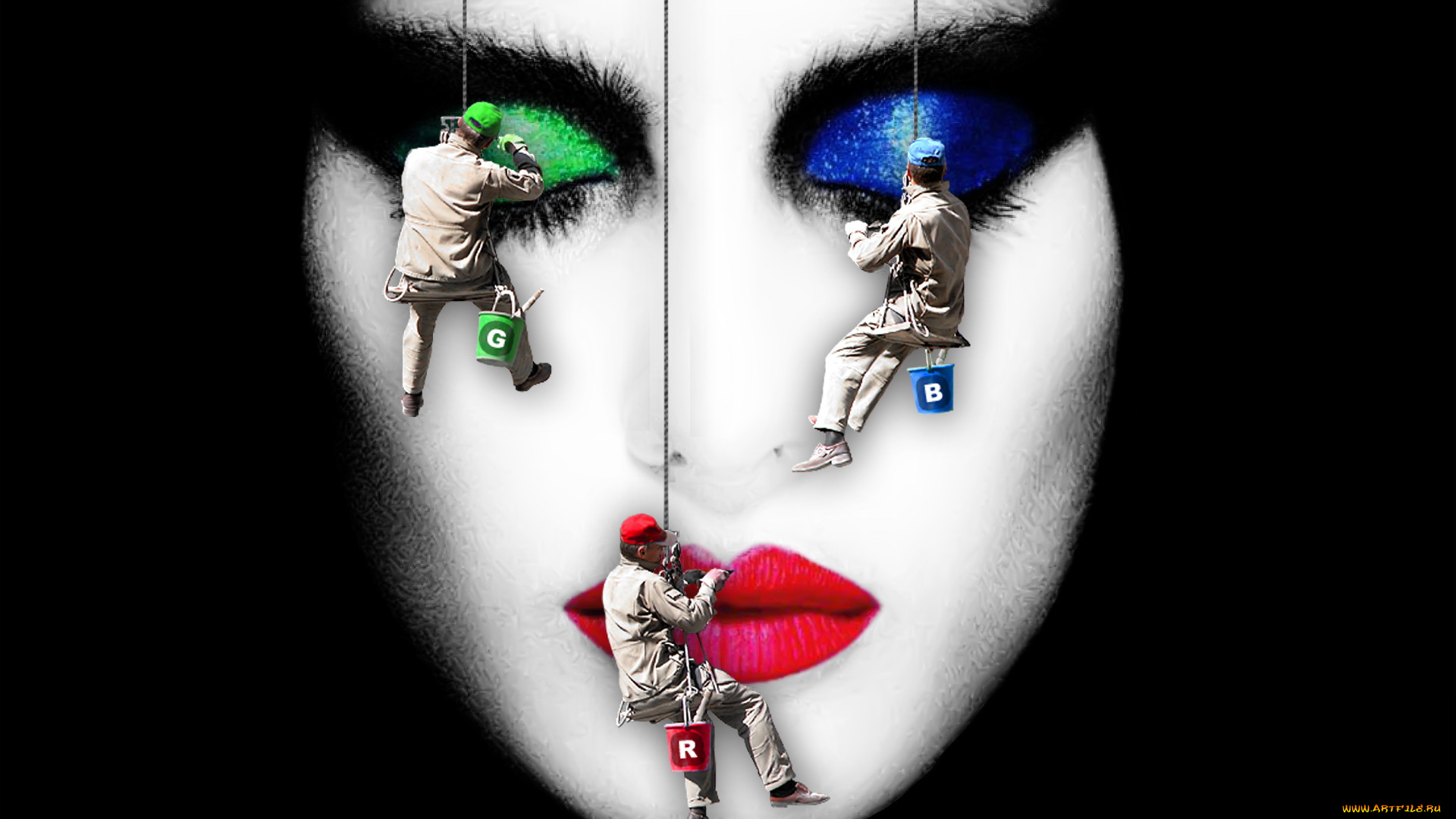 разное, компьютерный, дизайн, лицо