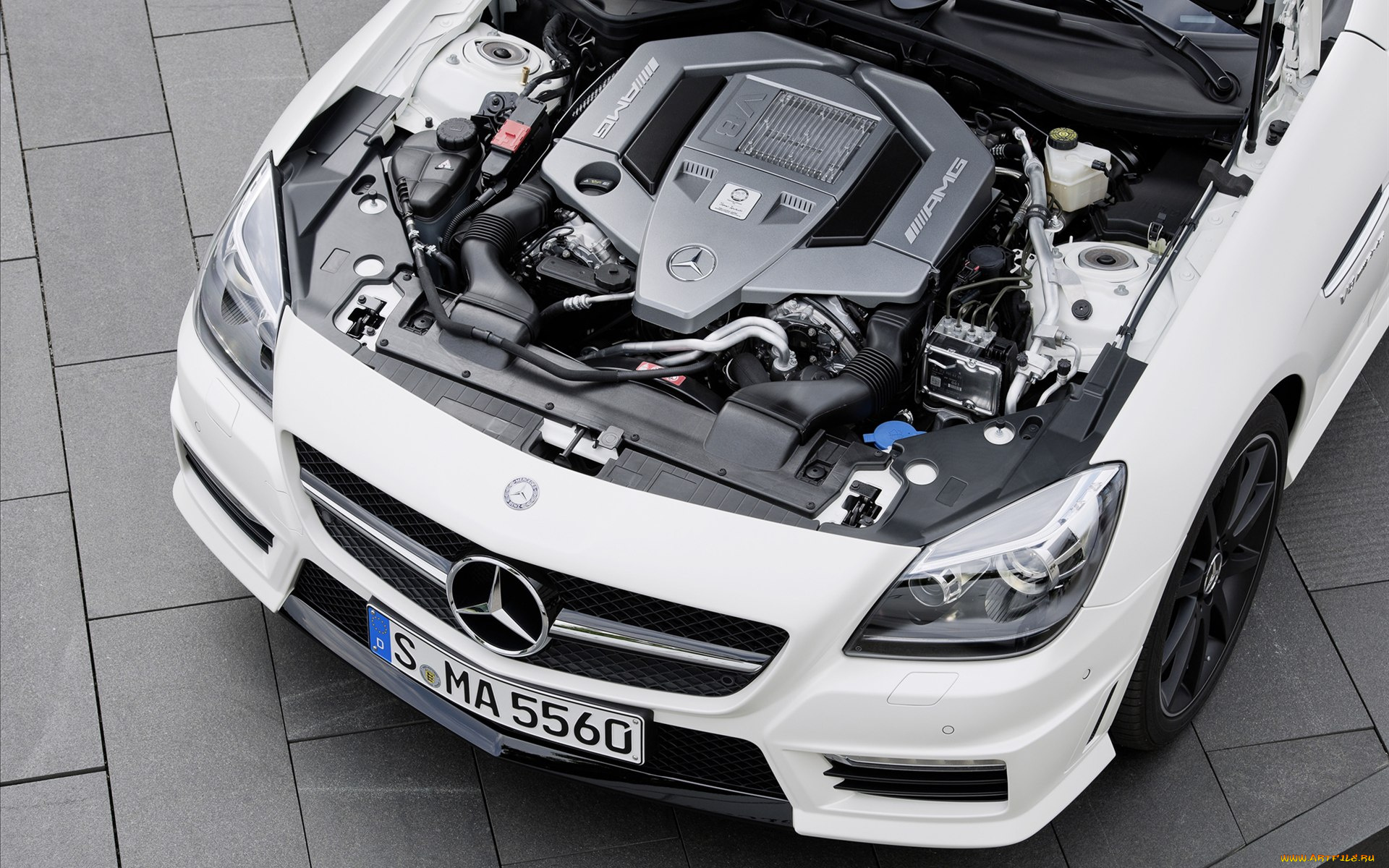 mercedes, benz, slk55, amg, 2012, автомобили, двигатели