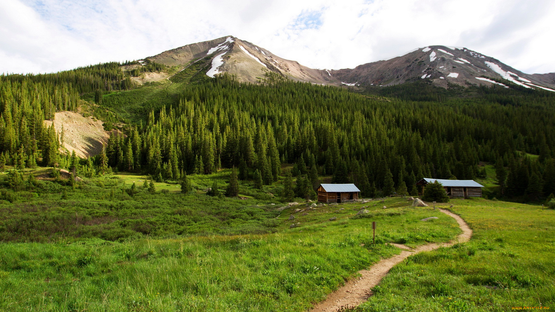 природа, горы, дорога, дом