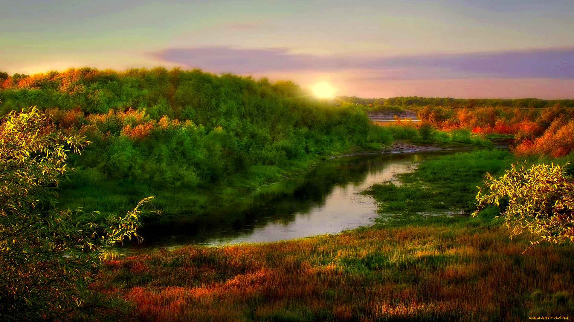 torch, of, nature, природа, восходы, закаты, солнце, река, лето, трава