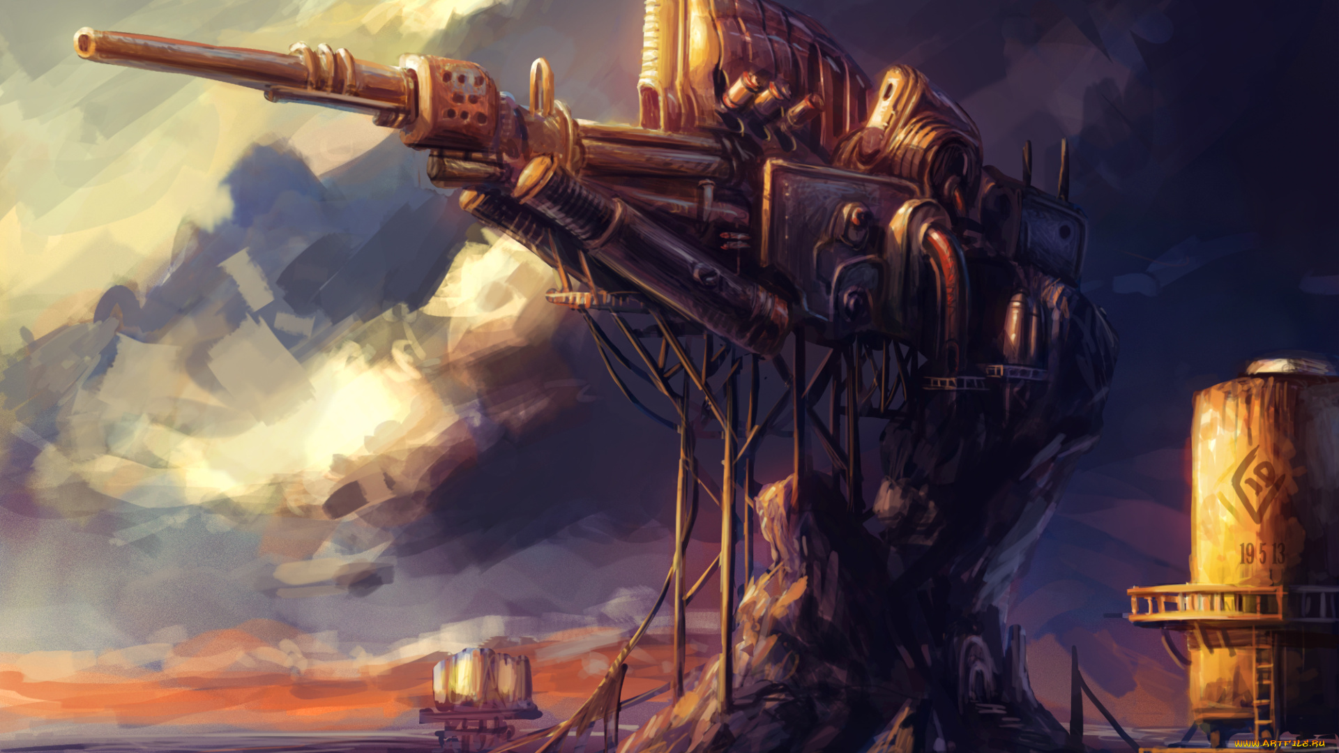 фэнтези, роботы, киборги, механизмы, пушка