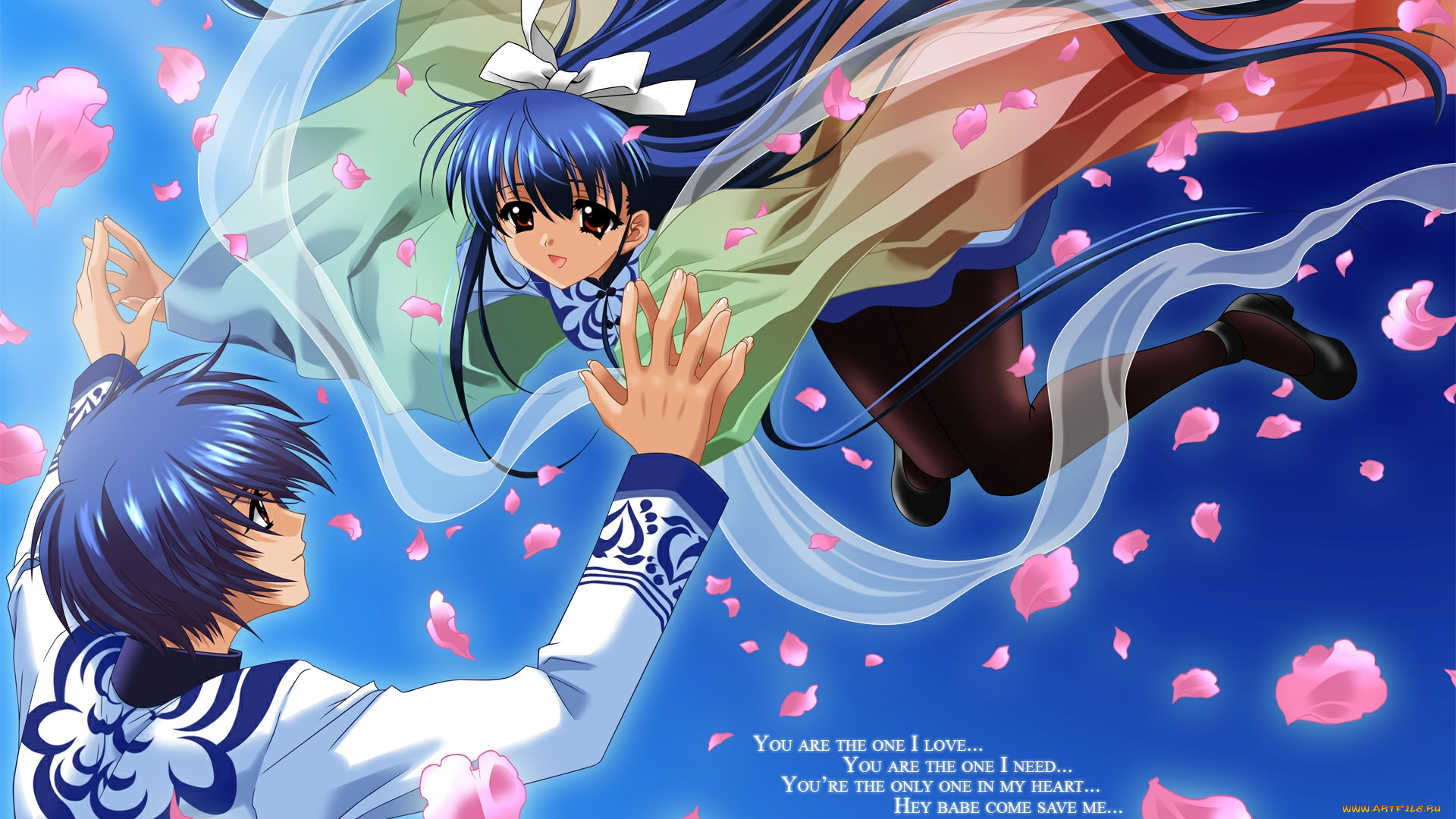 toka, kamiazuma, momoka, kawakabe, аниме, touka, gettan, парень, девушка, лепестки