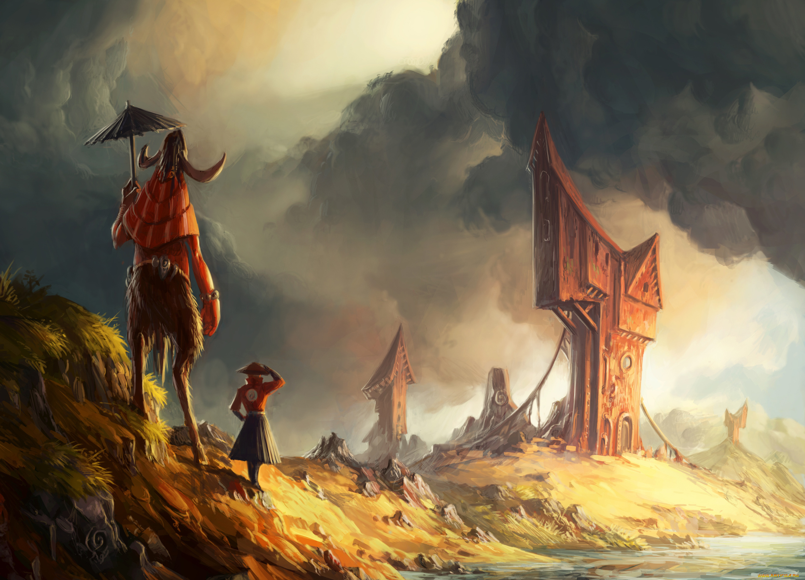 фэнтези, иные, миры, времена, рога, зонт