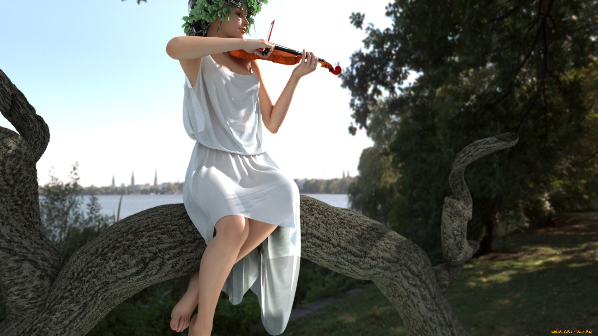 3д, графика, люди, , people, скрипка, девушка