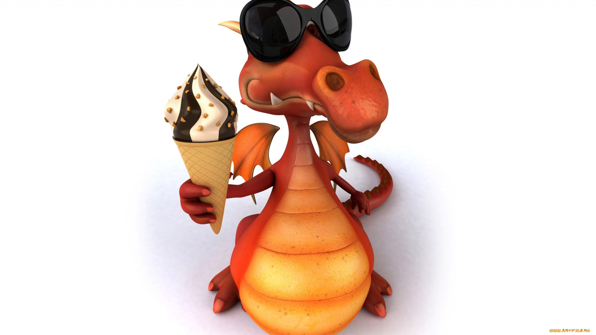 3д, графика, юмор, , humor, мороженное, дракон