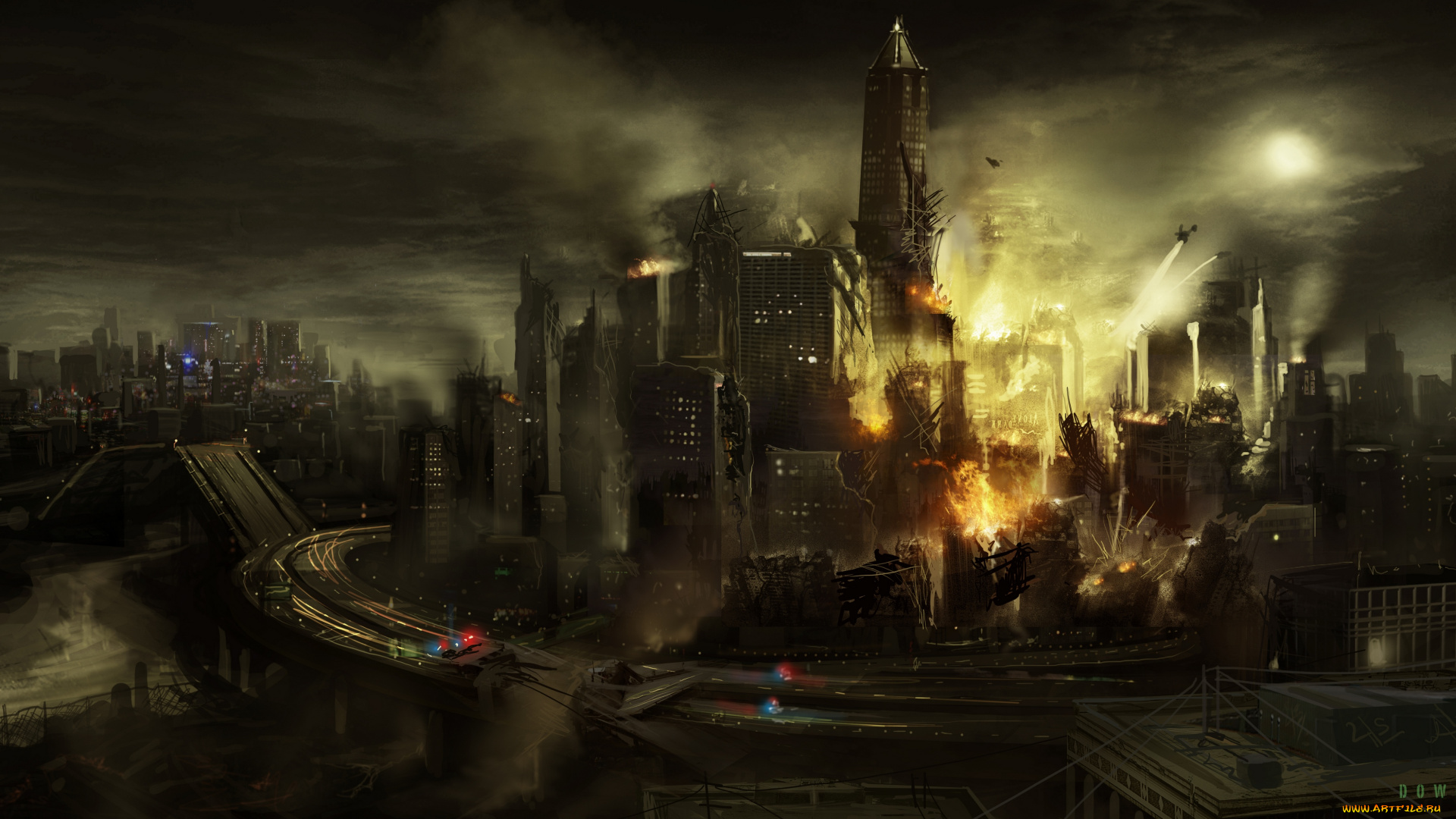 infamous, фэнтези, иные, миры, , иные, времена, будущее, иной, мир, город, мегаполис, взрыв, небоскребы