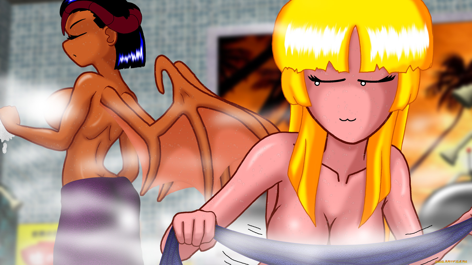 рисованные, -, другое, эльфийка, взгляд, девушки, демон, крылья