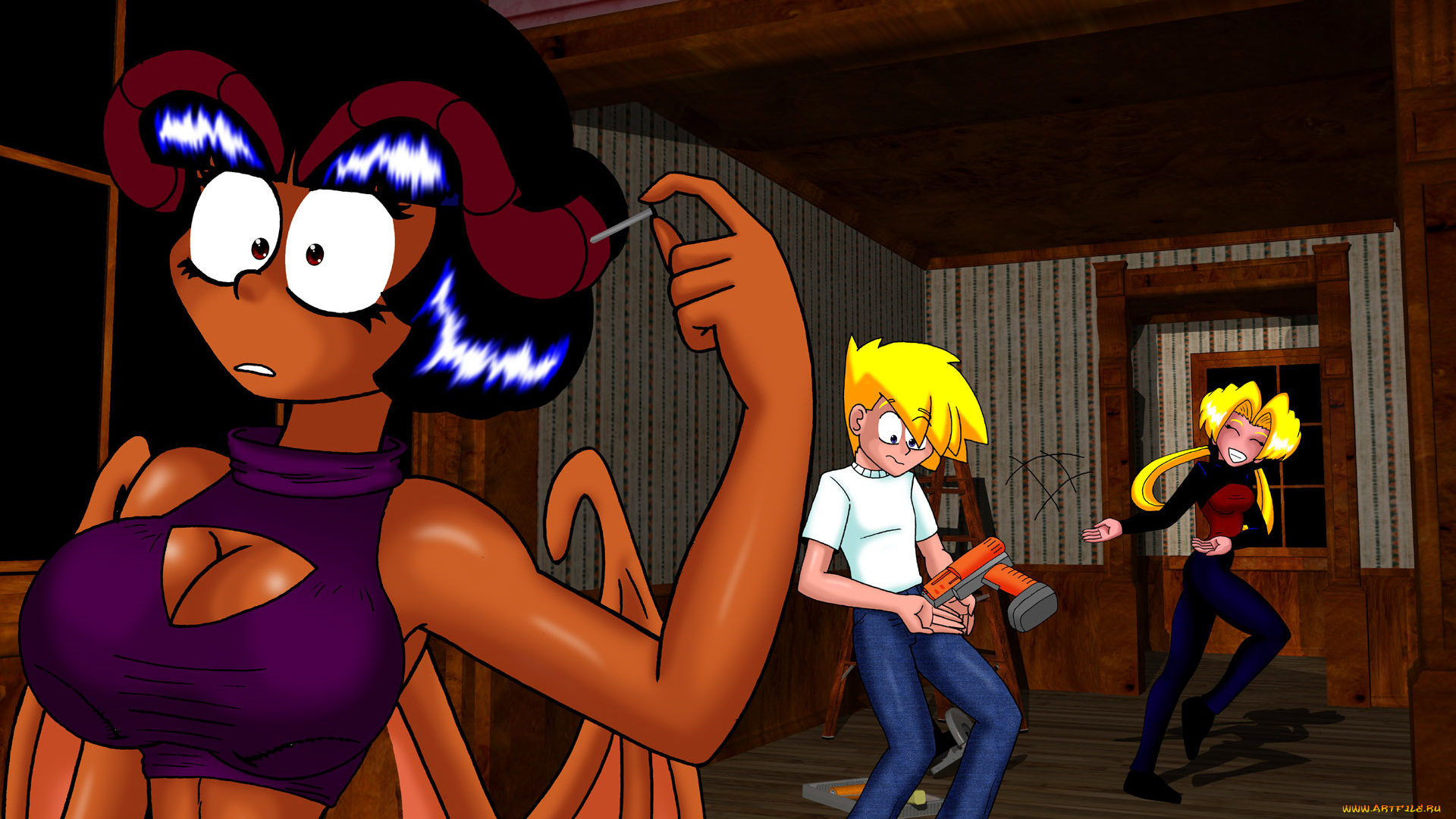 рисованные, -, другое, крылья, демон, девушка, взгляд, эльфийка