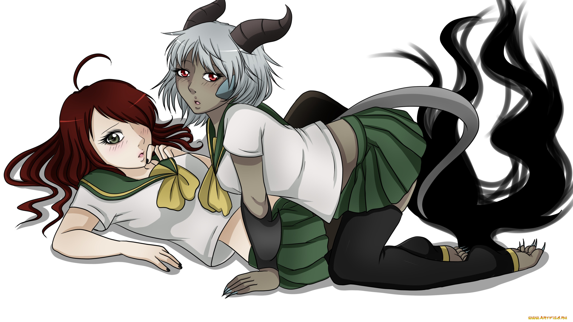 векторная, графика, девушки, девушка, взгляд