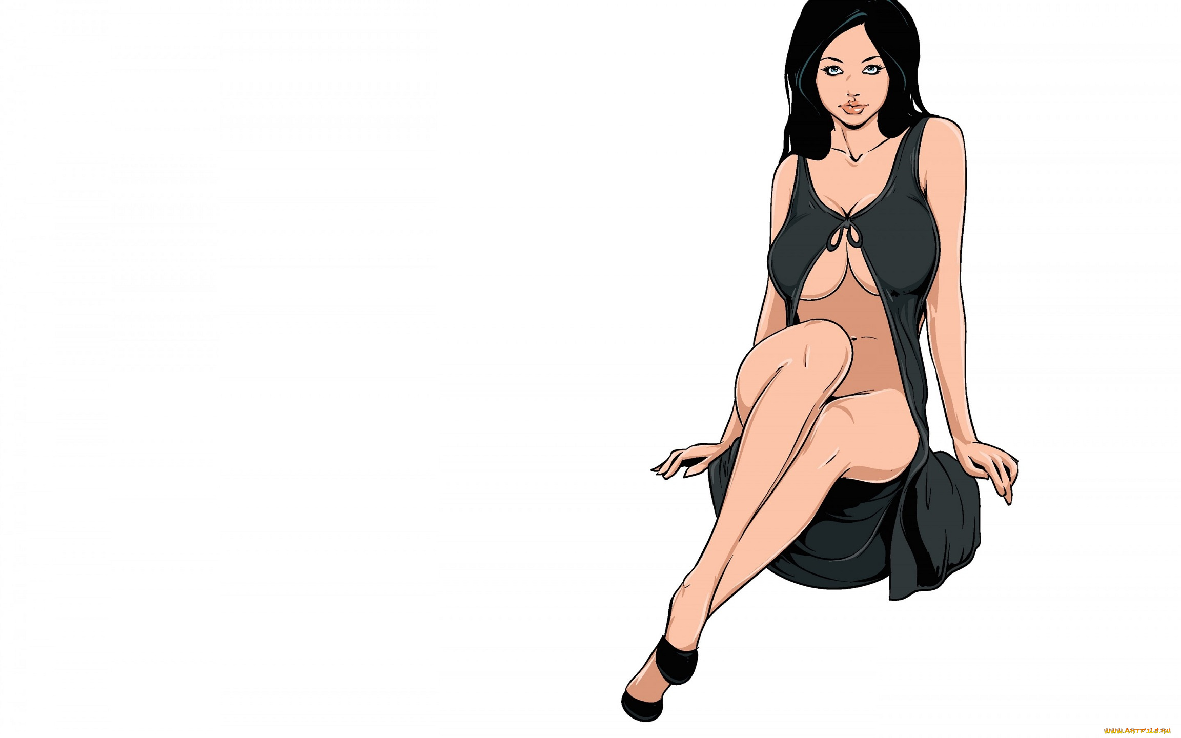 векторная, графика, люди, девушка