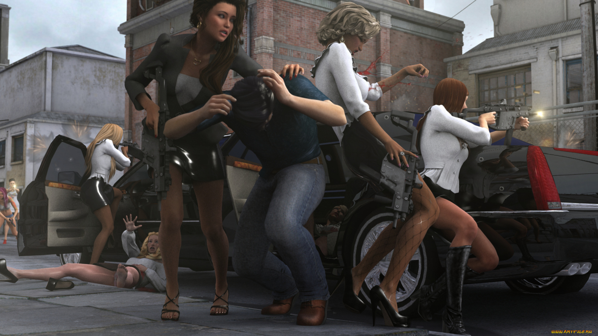 3д, графика, фантазия, , fantasy, оружие, фон, взгляд, девушки