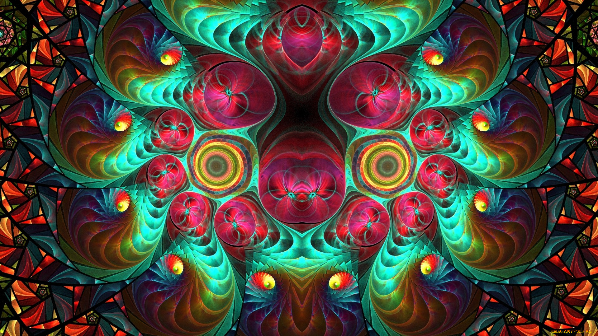 3д, графика, фракталы, , fractal, фон, центр, симметрия, круги, геометрические, фигуры, калейдоскоп, графика, абстракция, фрактал