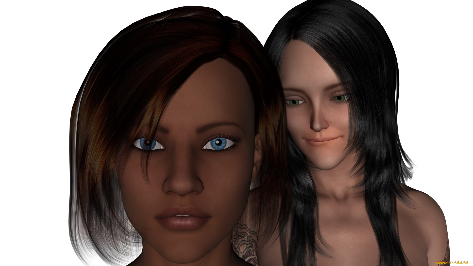 3д, графика, люди, , people, девушка, дочь, мать, фон, взгляд