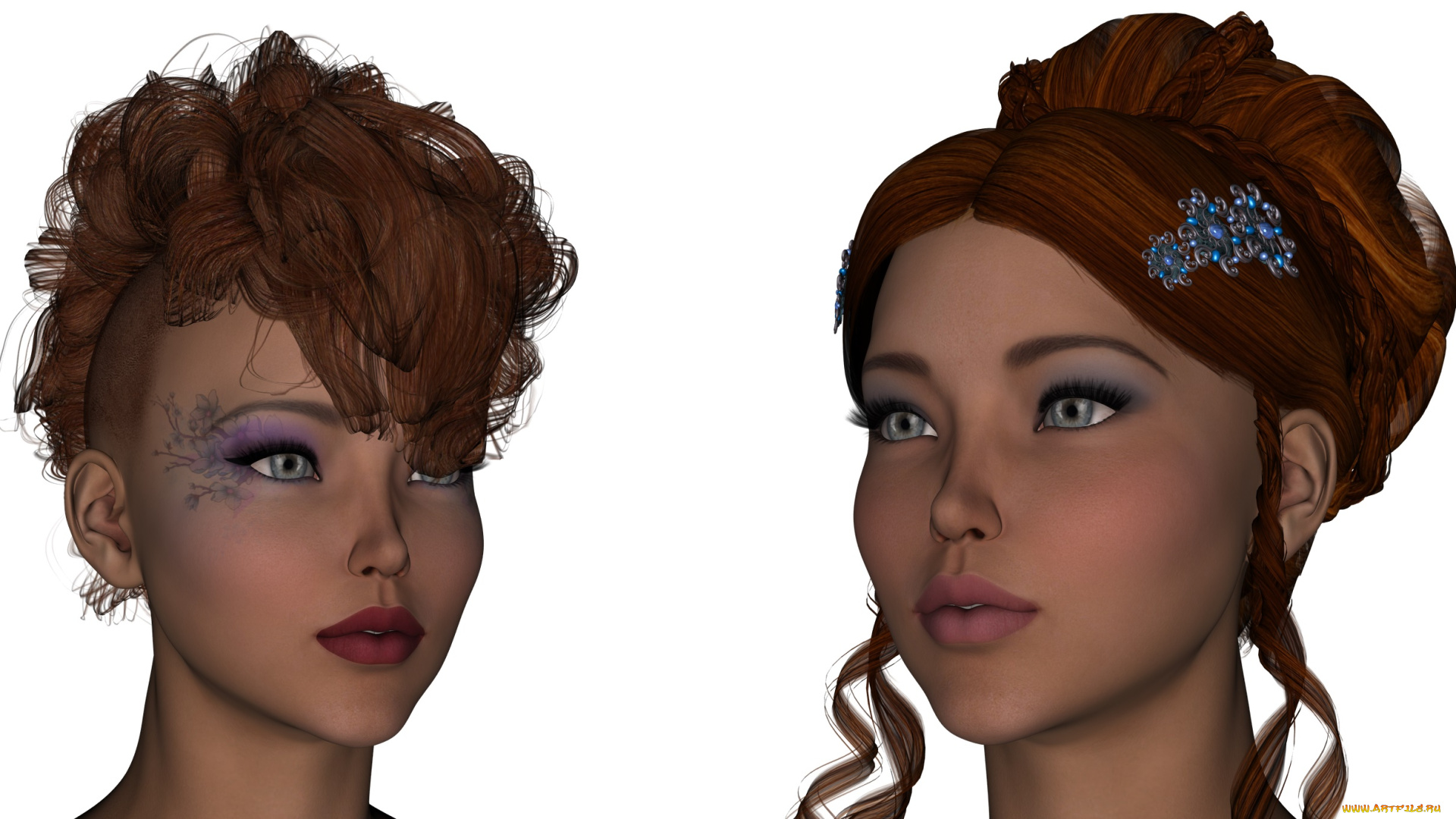 3д, графика, портрет, , portraits, взгляд, девушки, фон