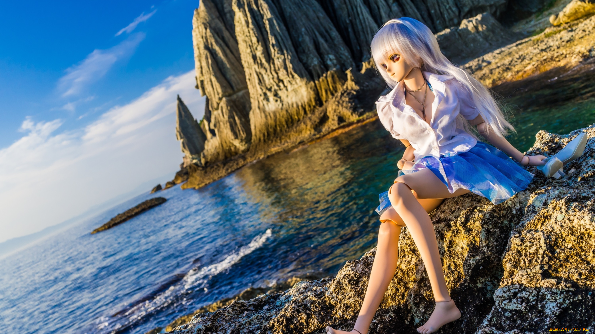 разное, игрушки, вода, кукла, море, отдых, скалы