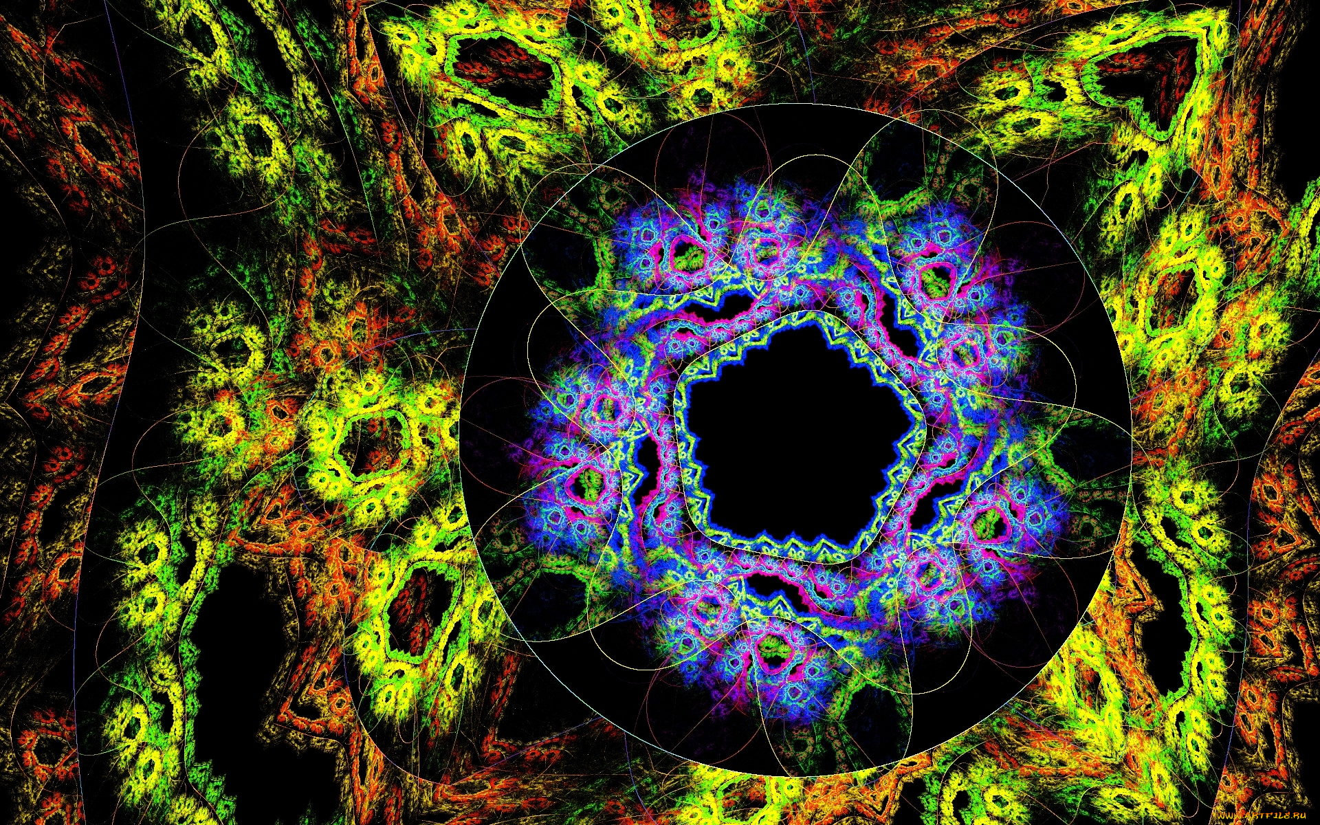 3д, графика, фракталы, , fractal, цветок, звезда, фон, жёлтый, орнамент, волны, круг, графика