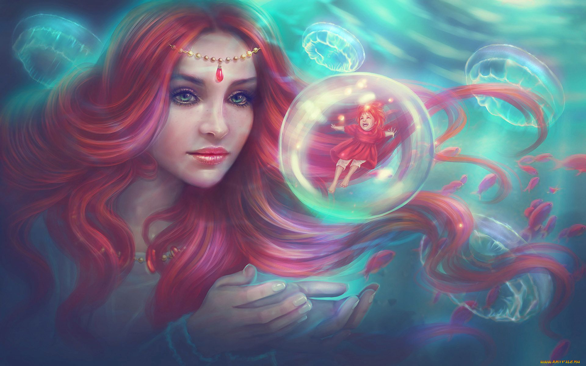 фэнтези, русалки, подводный, мир, русалка, сказка