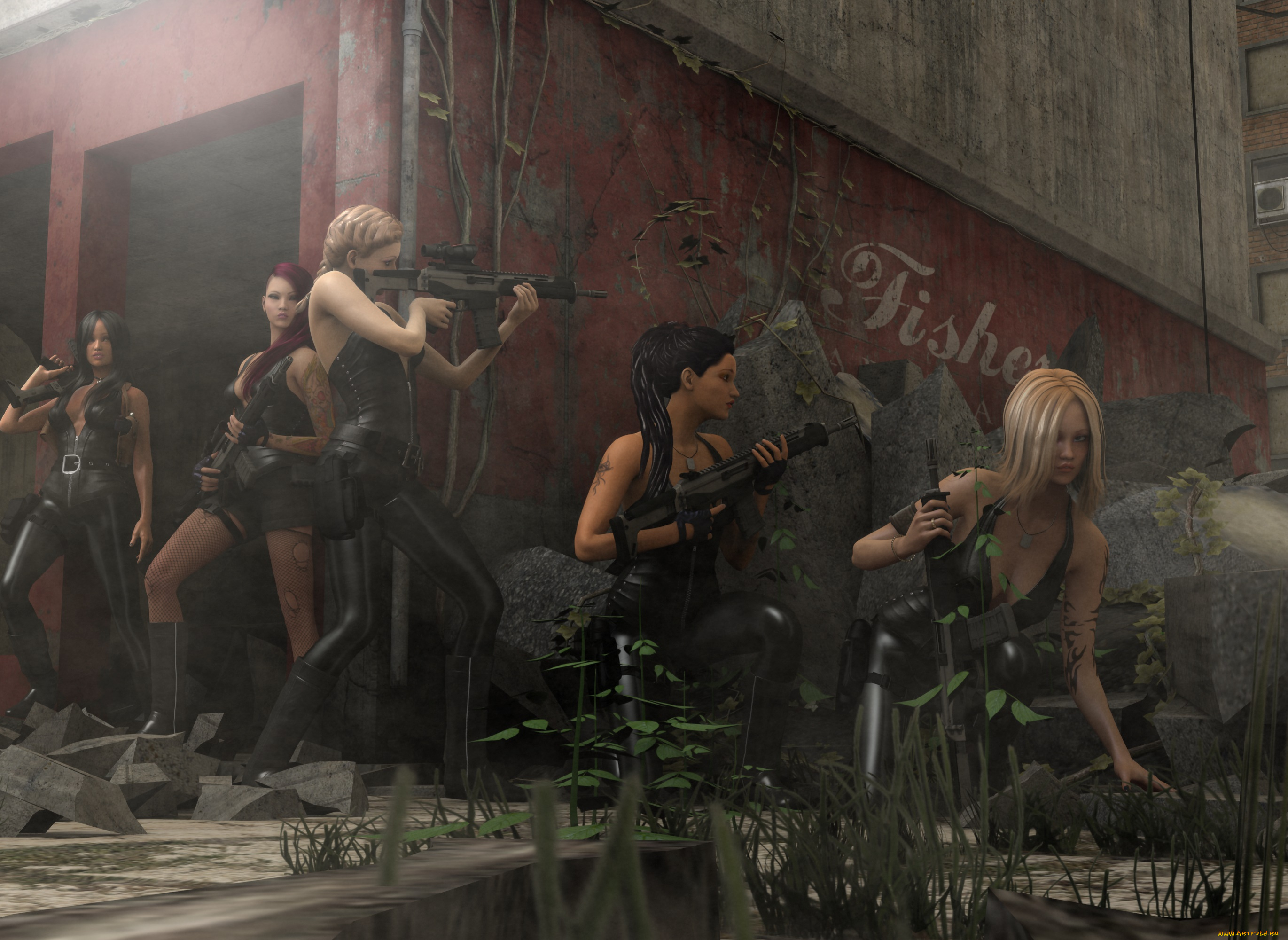 3д, графика, фантазия, , fantasy, оружие, фон, взгляд, девушки