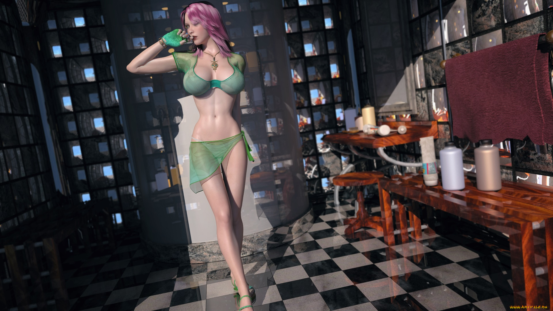 3д, графика, люди, , people, девушка, взгляд, фон