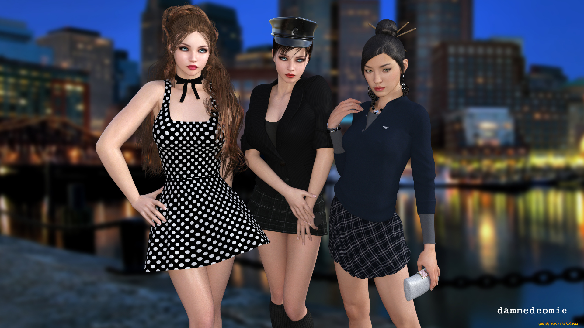 3д, графика, люди, , people, девушки, взгляд, фон