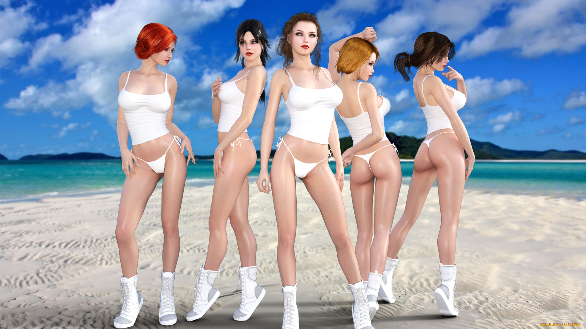 3д, графика, люди, , people, девушки, взгляд, фон