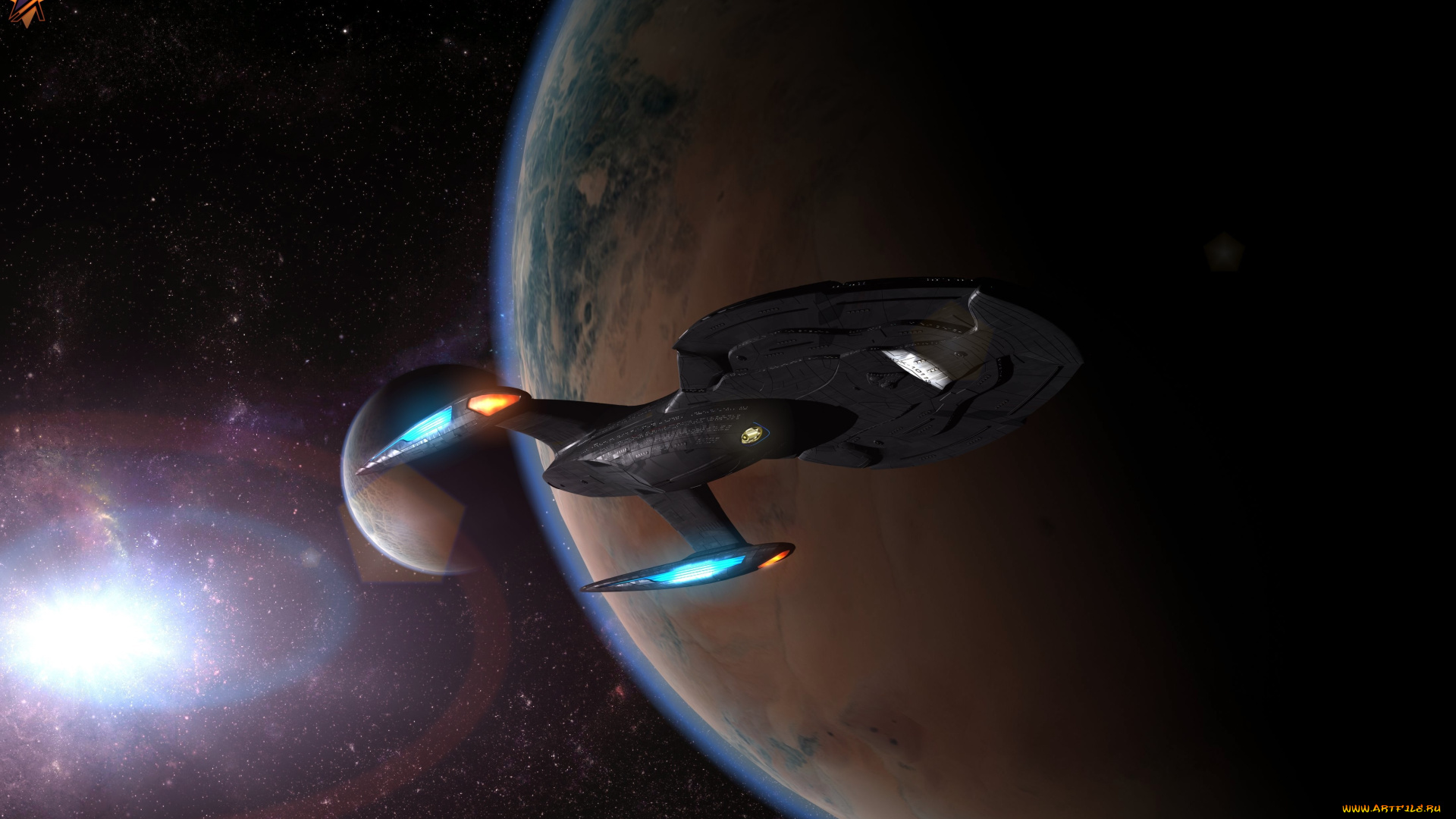 космос, арт, космический, корабль, полет, вселенная, планета
