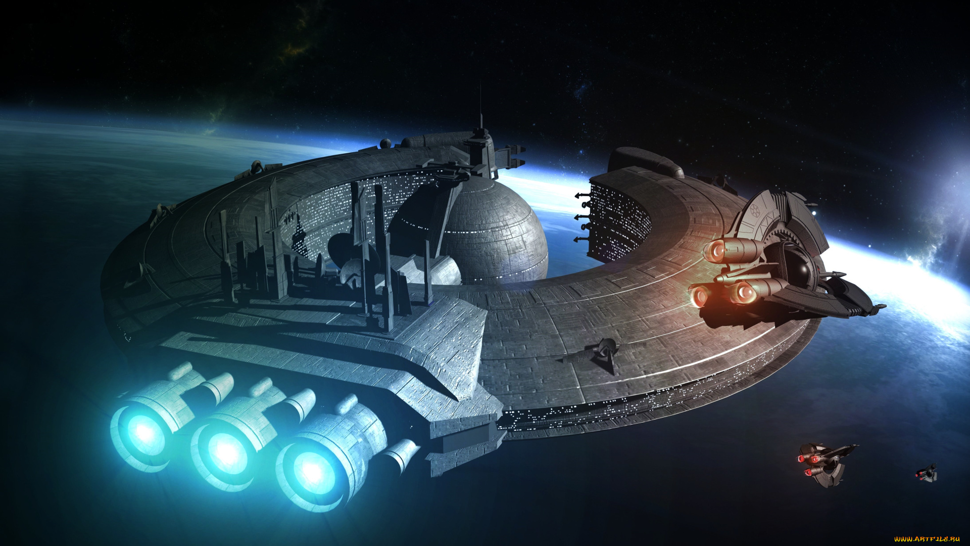 космос, арт, космический, корабль, полет, вселенная, планета