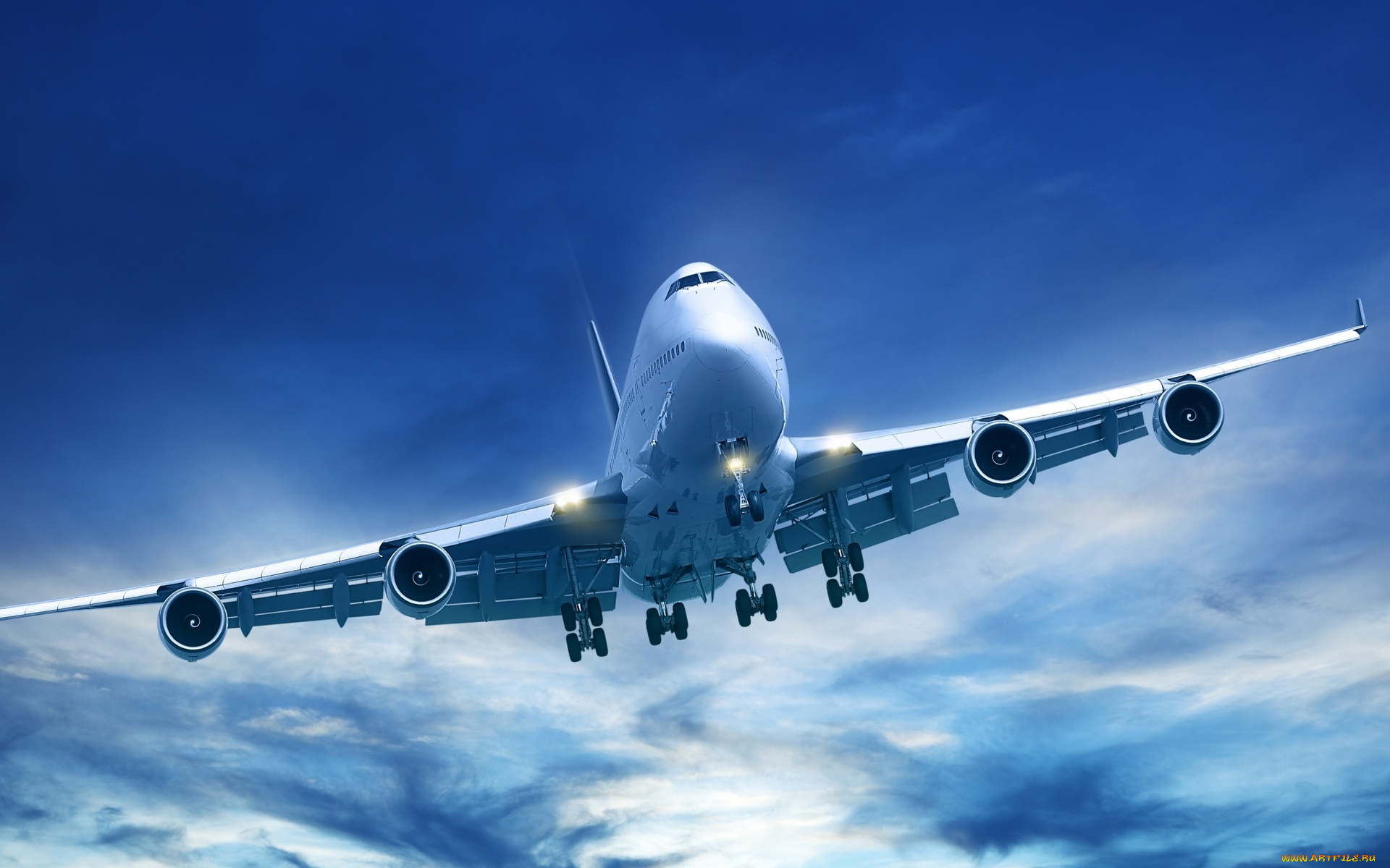 авиация, 3д, рисованые, v-graphic, облака, небо, полет, самолет