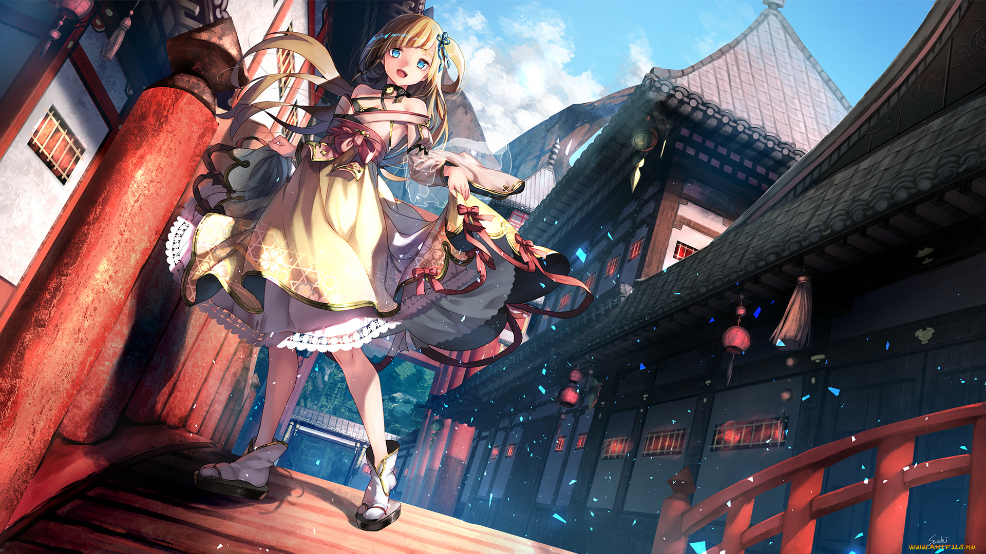 аниме, город, , улицы, , здания, saraki