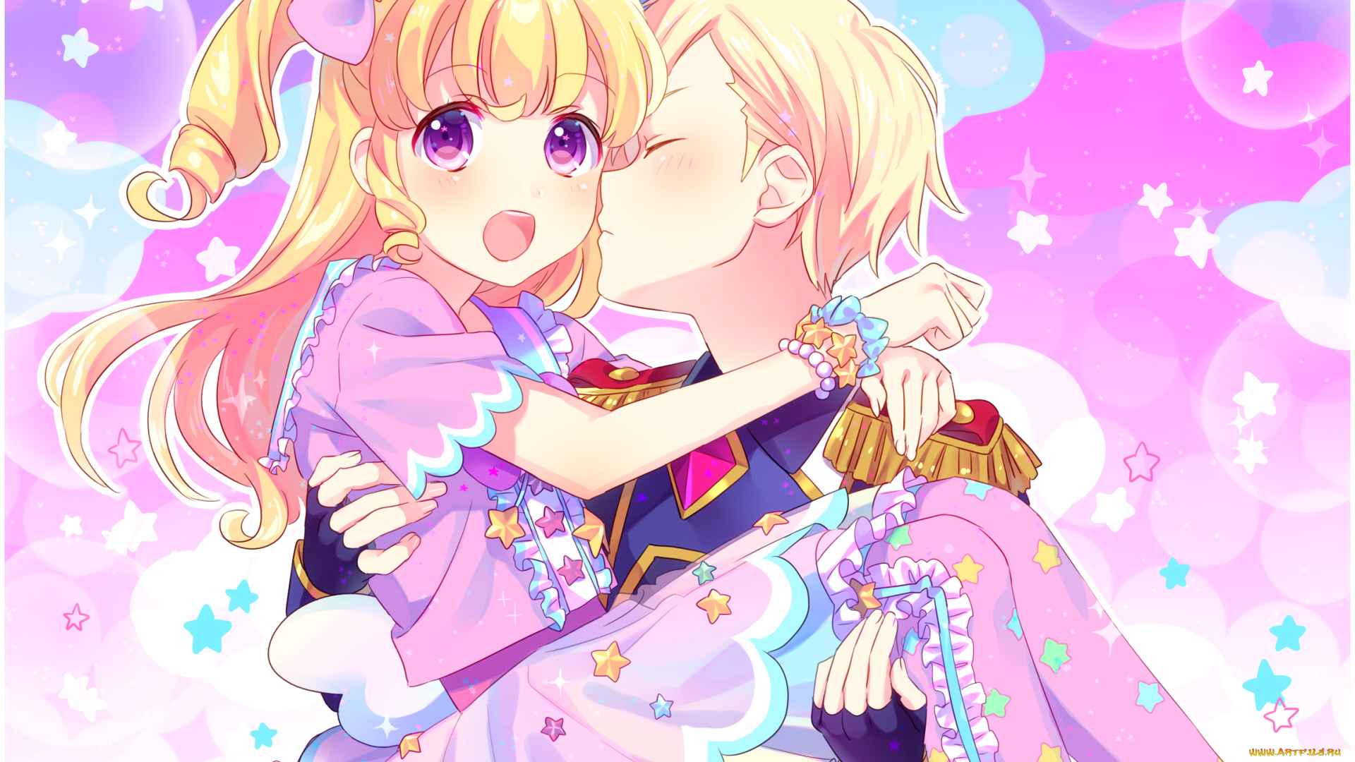 аниме, pripara, поцелуй